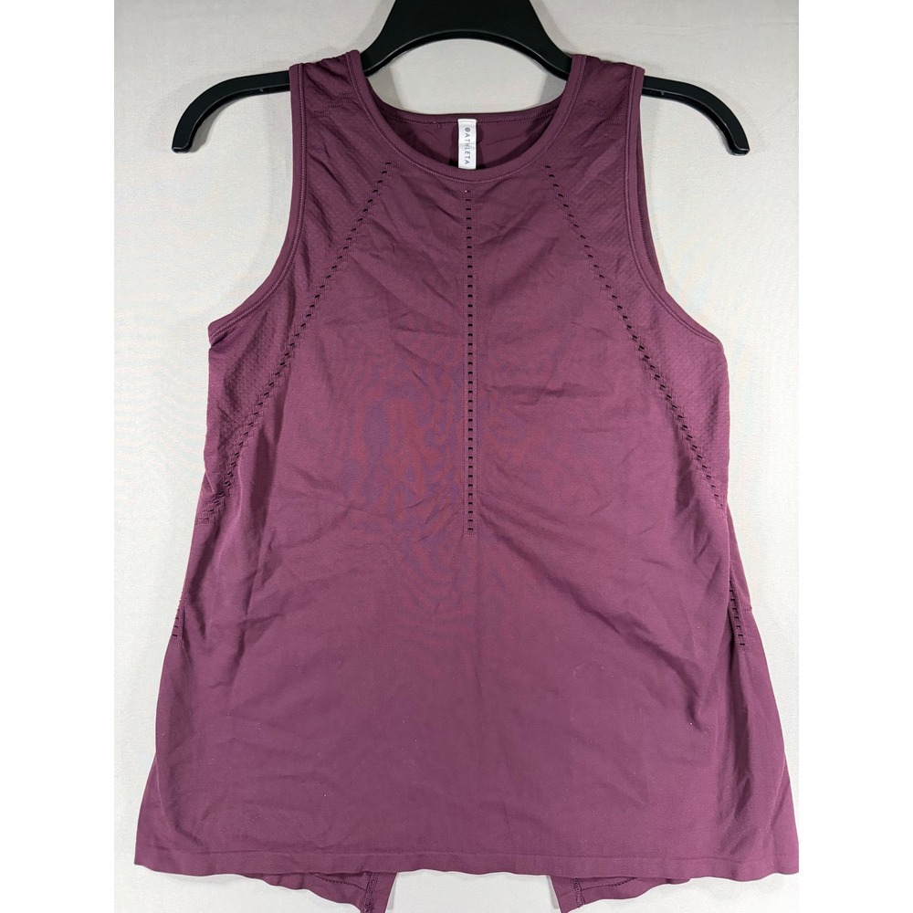 Athleta Foothill Tank Top Womens XS Purple Seamless Split Back Mesh Training
